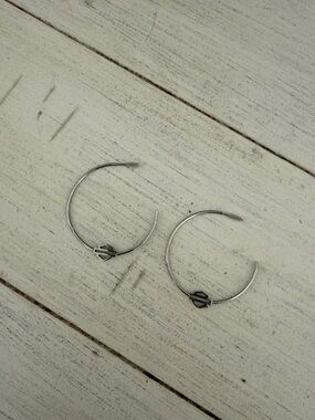 Harley-Davidson Silver Hoop Earrings with Bar & Shield Charm
